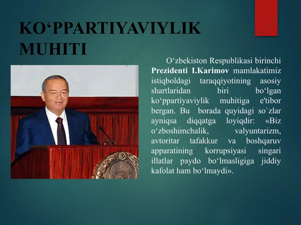 r. hokimiyat uchun kurash asosan saylovlar kompaniyasi davrida olib boriladi. bu - demokratik jarayon qaror topgan jahondagi ilg‘or mamlakatlarda hayot sinovidan o‘tgan tajriba. siyosiy partiyalar siyosiy partiyalar bugunga kelib, dunyoning rivojlangan davlatlarida xalq bilan xokimiyat o’rtasida asosiy bog’lovchi bo’g’in bo’lgan demokratik institutga aylandilar. bundan xulosa shuki, siyosiy partiya jamiyatning bir bo’lagi bo’lib, u muayyan gurux yoki qatlamning maqsad va manfaatlarini ifoda etuvchi, uni umumdavlat va umummillat manfaatlari bilan uyg’unlashtirgan xolda faoliyat ko’rsatadigan, rivojlanishning siyosiy yo’nalishlarini aniqlab beradigan siyosiy tashkilotdir. siyosiy partiya odatda muayyan siyosiy dastur asosida faoliyat ko’rsatadi. buning boisi — siyosiy partiya atrofida jamiyatning muayyan guruxlari, tabaqalari, sinflari mahlum bir maslak, g’oya asosida birlashadilar. xdp partiyasi oʻzbekiston xdp faoliyatining asosiy yoʻnalishi parlamentchilik ishidir. oliy majlisning qonunchilik palatasida uning 27 nafar deputatni birlashtiruvchi fraksiyasi mavjud. oʻzbekiston xdp har bir oila, mehnat kishisining millati, dini, eʼtiqodi, ijtimoiy ahvoli va kelib chiqishidan qatʼi nazar, moddiy va maʼnaviy farovon hayot kechirishi uchun teng …