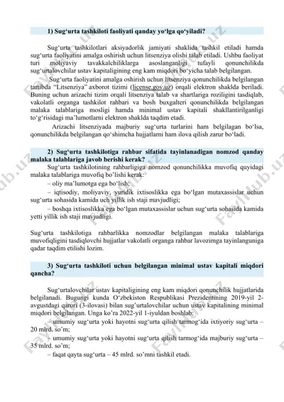 sug‘urta tashkiloti faoliyati — DOCX