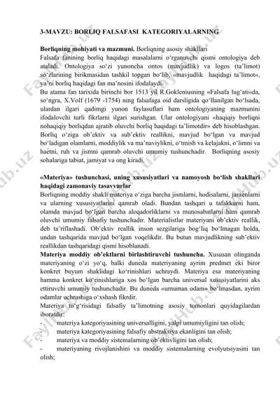 borliq falsafasi — DOCX