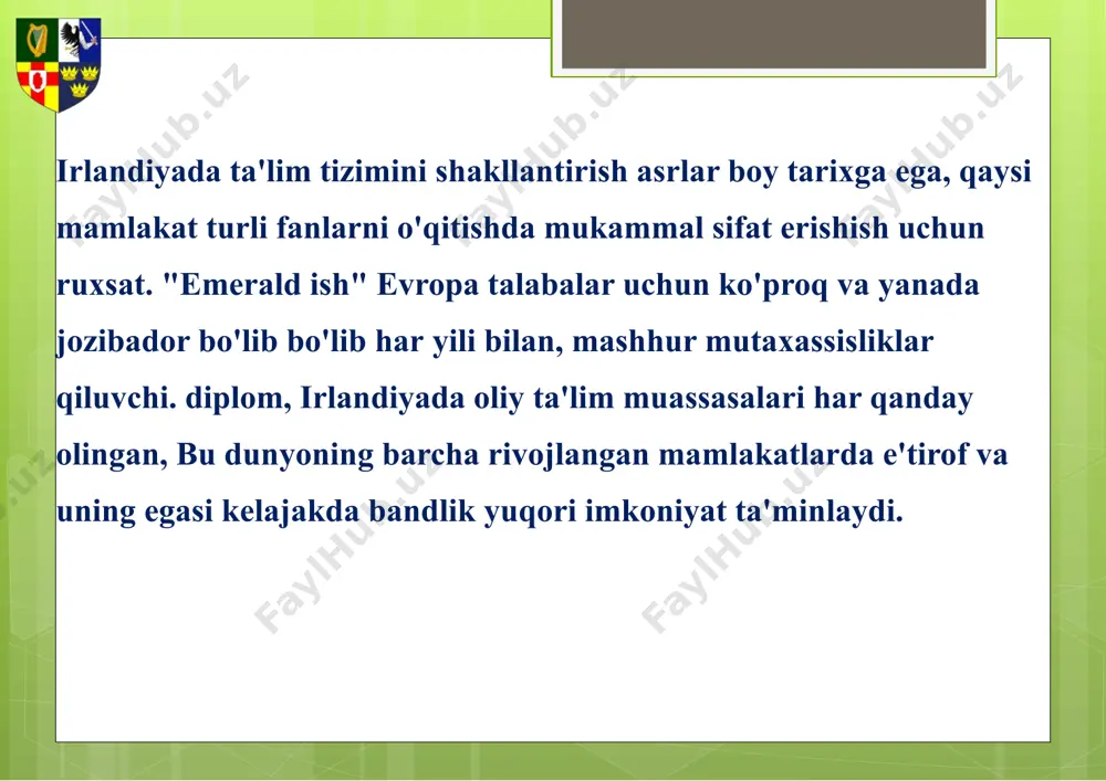 bu yerda talabalar, va xususiy maktablar keyinoliy ta'lim muassasalari tomonidan qabul miqdori yopish 100%. boshlang'ich ta'lim irlandiyada boshlang'ich ta'lim (boshlang'ich maktab) bu mamlakatimizning har bir fuqarosi uchun majburiy va mutlaqo bepul. berilgan yoshida bolalar birinchi sinf 5-6 yil,o'rganish shu davriga da erda 6 yil. asosiy fanlar, kim bu bosqichda o'quvchilar tekshirib kerak bo'ladi, bu fan hisoblanadi, shuningdek, ob'ektlar, bolaning ijodiy va tahliliy qobiliyatini rivojlantirish. keksa o'rta maktabga keyingi o'tish da 12 yil, talabalar olib hech imtihonlari talab qilinmaydi. irish boshlang'ich ta'lim tizimi maktablarining uch turdagi uchun beradi, shu jumladan: davlat maktablari; maxsus maktablar; xususiy muassasalar. davlat ta'lim muassasalari, bepul o'quv, bir necha turgabo'linadi (misol uchun, nonreligious, diniy, ko'p konfessiyali va boshqalar.). maktablar kichik guruh ham bor, fanlar o'quv faqat irish tilida amalga oshiriladi qaerda, bolalar uchun tegishli aniqlash imkonini beruvchi original va chuqur o'z ona mamlakat madaniyati bilan yashashni millat ning. cheklangan jismoniy yoki aqliy qobiliyatlari bilan bolalar ishtirok ixtisoslashgan …