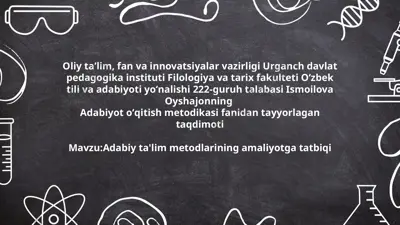 adabiy ta'lim metodlarining amaliyotga tatbiqi — PPTX