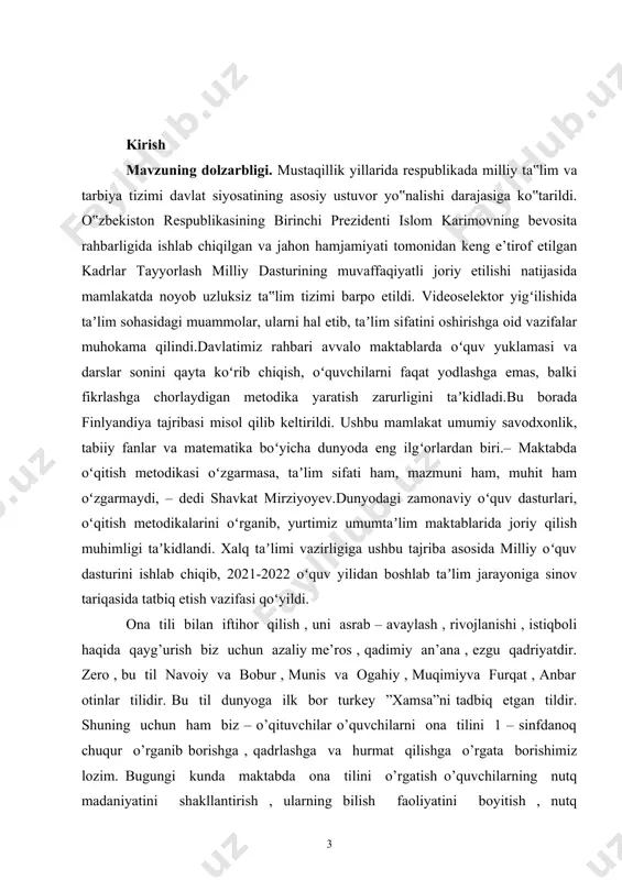 ib, 2021-2022 oʻquv yilidan boshlab taʼlim jarayoniga sinov tariqasida tatbiq etish vazifasi qoʻyildi. ona tili bilan iftihor qilish , uni asrab – avaylash , rivojlanishi , istiqboli haqida qayg’urish biz uchun azaliy me’ros , qadimiy an’ana , ezgu qadriyatdir. zero , bu til navoiy va bobur , munis va ogahiy , muqimiyva furqat , anbar otinlar tilidir. bu til dunyoga ilk bor turkey ”xamsa”ni tadbiq etgan tildir. shuning uchun ham biz – o’qituvchilar o’quvchilarni ona tilini 1 – sinfdanoq chuqur o’rganib borishga , qadrlashga va hurmat qilishga o’rgata borishimiz lozim. bugungi kunda maktabda ona tilini o’rgatish o’quvchilarning nutq madaniyatini shakllantirish , ularning bilish faoliyatini boyitish , nutq ko’nikmalarini hosil qilish , ijodiy qobiliyatlarini taraqqiy ettirish kabi asosiy masalalarni o’z ichiga oladi. shuningdek o’quvchilar boshqa fanlardan beriladigan bilmlarni puxta o’zlashtirishlari va olgan bilimlarini hayotga qiynalmay tadbiq eta olishlari uchun ham ona tilini yahshi bilishlari , fikrlarini og’zaki va yozma ravishda erkin …