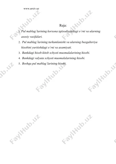 pul mablag`larining hisobi — DOC