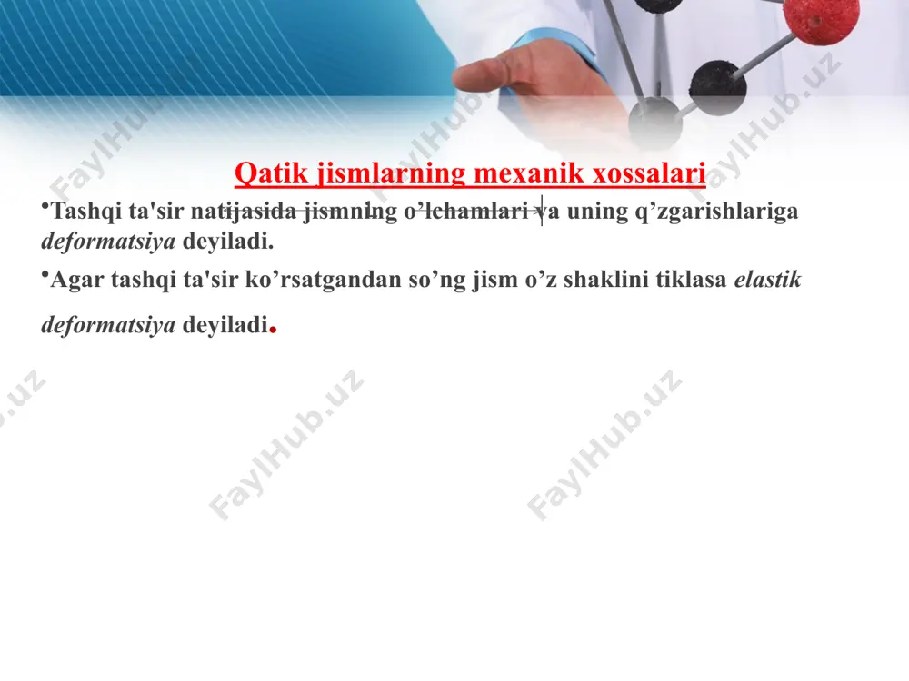 biofizika moduliga kirish qattiq jismlar va biologik to’qimalarning mexanik hossalari - Page 3