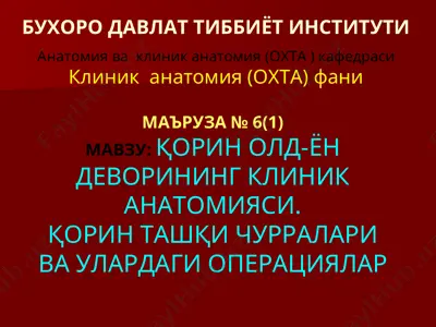 klinik anatomiyani o'rganish — PPT
