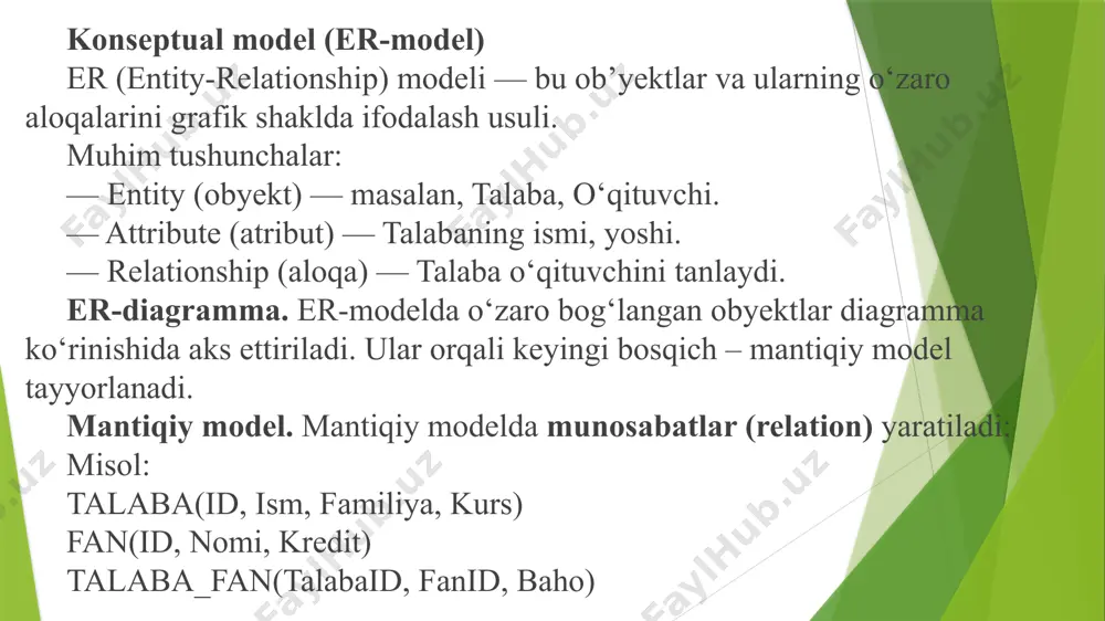 4-ma’ruza. ma’lumotlar bazasini loyihalash - Page 4