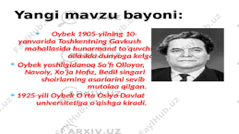 oybekning hayoti va ijodi haqida slayd - Page 5
