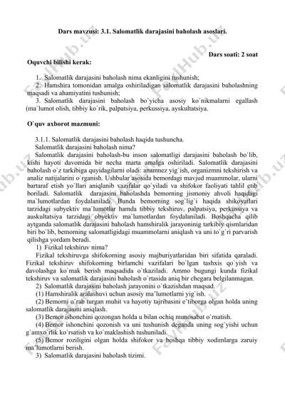 salomatlik darajasini baholash asoslari — DOC