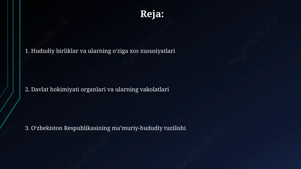 t shahri, 12 ta tuman va 1 ta shaharchadan iborat boʻlib, oʻzining alohida hokimiyati va maʼmuriy tuzilmasiga ega. shaharning maʼmuriy-hududiy birlik sifatidagi mavqei, konstitutsiya va qonunlar bilan belgilangan boʻlib, uning huquqiy mustaqilligini taʼminlaydi. maʼmuriy-hududiy birliklarning vakillik organlari qoraqalpog'iston respublikasi jo'qorg'i kengesi 120 nafar deputatdan iborat bo'lib, ular xalq tomonidan saylanadi va respublikaning qonun chiqaruvchi organi hisoblanadi. xokimliklar 12 ta viloyat, toshkent shahri va qoraqalpog'iston respublikasida joylashgan bo'lib, ularning har birida xalq deputatlari viloyat, shahar va tuman kengashlari faoliyat yuritadi. o'zbekistonning ma'muriy-hududiy tuzumida 12 ta viloyat, 1 ta respublika va 1 ta shahar mavjud bo'lib, ularning har birida o'z vakillik organiga ega. davlat hokimiyati organlari tizimi oʻzbekiston respublikasining davlat hokimiyati organlari prezident, oliy majlis (qonunchilik palatasi va senati), vazirlar mahkamasi va sud hokimiyatini oʻz ichiga oladi, ularning har biri aniq vakolatlarga ega. konstitutsiyaga koʻra, oʻzbekiston respublikasining 12 ta viloyati, qoraqalpogʻiston respublikasi va toshkent shahri mavjud boʻlib, ularning har biri oʻzining mahalliy …