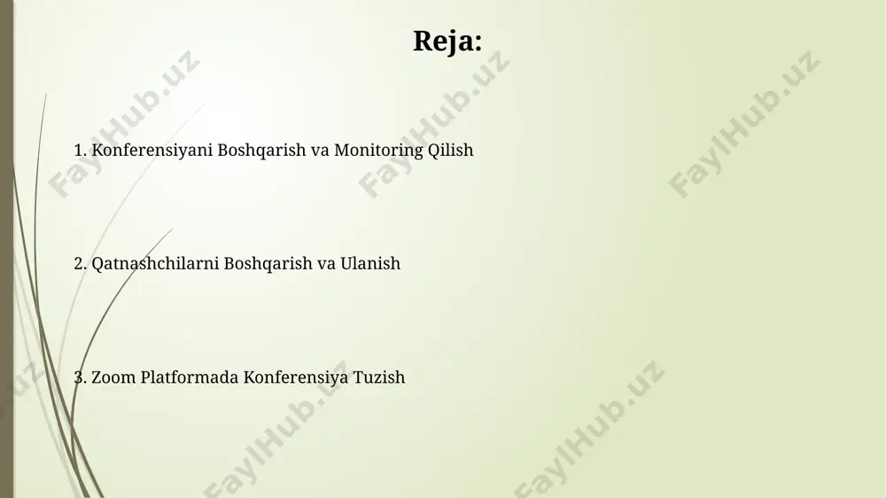 atta guruhlar (100 dan ortiq ishtirokchi) uchun audio va video sozlamalarini optimallashtirish uchun "galereya ko'rinishi" ni o'chirish va "dinamiklar ko'rinishi" dan foydalanish tavsiya etiladi. zoom platformasida audio va video sifatini 360p dan 1080p gacha bo'lgan rezolyutsiyada sozlash imkoniyati mavjud bo'lib, bu ishtirokchilarning tarmoq tezligiga bog'liq. konferensiya materiallarini tarqatish konferensiya materiallarini zoom’ning “files” funksiyasi orqali 10 mb gacha bo‘lgan hajmdagi fayllarni, masalan, taqdimotlarni, qo‘llanmalarni yoki boshqa hujjatlarni ishtirokchilarga tarqatish mumkin. konferensiya tugagandan so‘ng, zoom platformasi orqali 2000 gb gacha bo‘lgan yozuvlarni bulut xotirasiga saqlash va keyinchalik ishtirokchilarga ulanma orqali yuborish yoki elektron pochta orqali tarqatish mumkin. qatnashchilarni taklif qilish va ro'yxatdan o'tkazish zoom platformasining ro'yxatdan o'tkazish funksiyasi 5000 dan ortiq qatnashchini qabul qila oladi, ammo tadbir samaradorligi uchun 1000 kishini tavsiya etamiz, bu texnik muammolarni oldini olishga yordam beradi. ro'yxatdan o'tkazish jarayonida ishtirokchilarning to'liq ismlari, tashkilotlari va aloqa ma'lumotlarini to'plash, keyinchalik sertifikatlar yoki ma'lumotnoma materiallarini taqdim etish uchun ma'lumotlar bazasini yaratish …