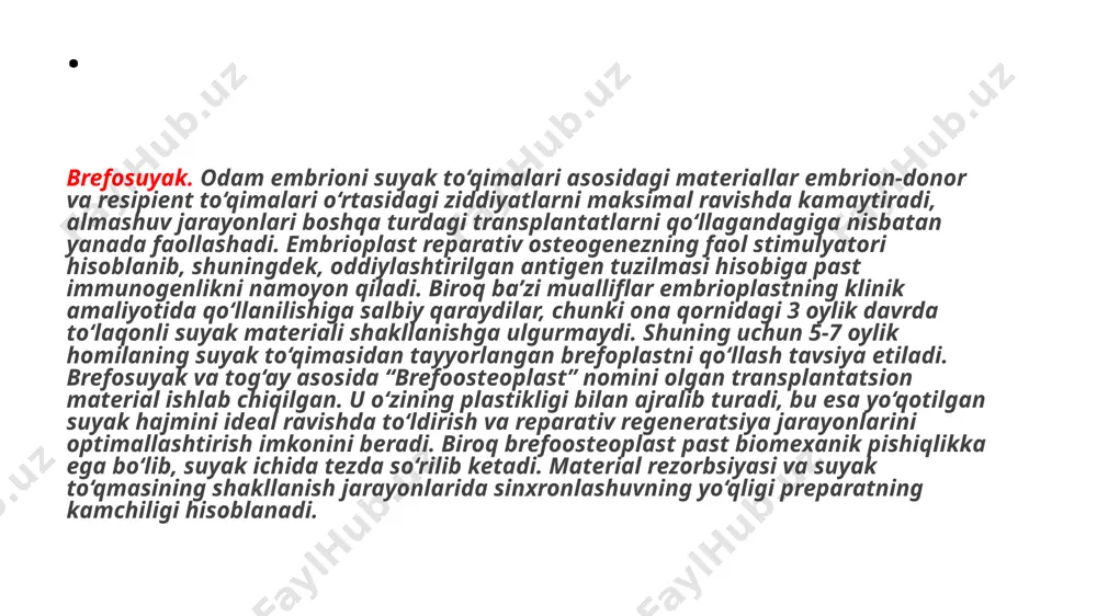 h jarayonlari optimallashadi, parodontal cho‘ntaklarning chuqurligi kamayadi. ga ishlatilmaydigan lahtakli operatsiyalarda faqatgina 44 % holatlarda yaxshilanish kuzatiladi. ga turli shakllari o‘rtasida sezilarli o‘zgarishlar (bloklar yoki granulalar ko‘rinishida) aniqlanmagan. . parodont to‘qimalarining yo‘naltirilgan regeneratsiyasi uchun sun’iy membranalar. parodontdagi lahtakli operatsiyalar davomida birinchi marta membranali to‘siqlar s. nyman va hammualliflar (1982) tomonidan qo‘llanilgan. ular kichik teshikli filtrdan foydalangan holda, uni milk to‘qimalari va tish ildizlari yuzasi orasiga joylashtiradilar. bu orqali milk lahtaklarining ochilgan ildiz yuzalari bilan bog‘lanishi, epiteliyning o‘sib ketishiga to‘siq qo‘yilgan bo‘lib, bir vaqtning o‘zida peridontal bog‘lamni hosil qiluvchi to‘qimalarning o‘sishi uchun sharoitlar yaratilgan edi. ularning ahamiyati shundaki, faqatgina periodontal to‘qimalargina sementoblastlarga aylangan holda, boshqa to‘qimalarning o‘sishiga to‘sqinlik qilib, natijada yangi milk va tish birikmasining shakllanishiga olib keladi. . tog‘aysimon (kollagensimon) membranalar faqatgina s. card va hammualliflar (1989) tomonidan o‘rganilgan. material qoramol ko‘richagi qavatidan olinib, xromlangandan so‘ng chok materiali sifatida qo‘llaniladi. tadqiqotlar vaqtida bunday membranalar epitelial plastning o‘sishiga to‘sqinlik qilib, 4 …