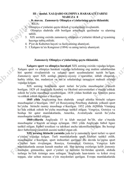 zamonaviy olimpiya o‘yinlarining tarixi — DOCX
