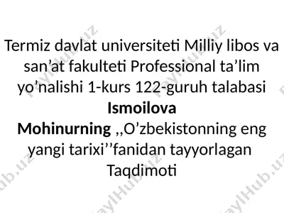 o'zbekistonning eng yangi tarixi — PPTX