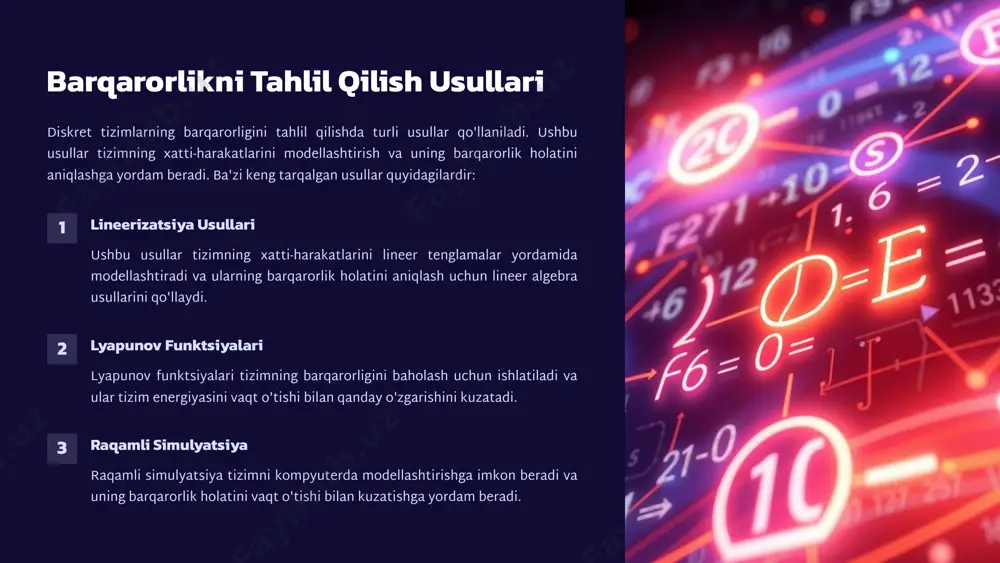 diskret tizimlarning barqarorligi va turg'unligi - Page 5