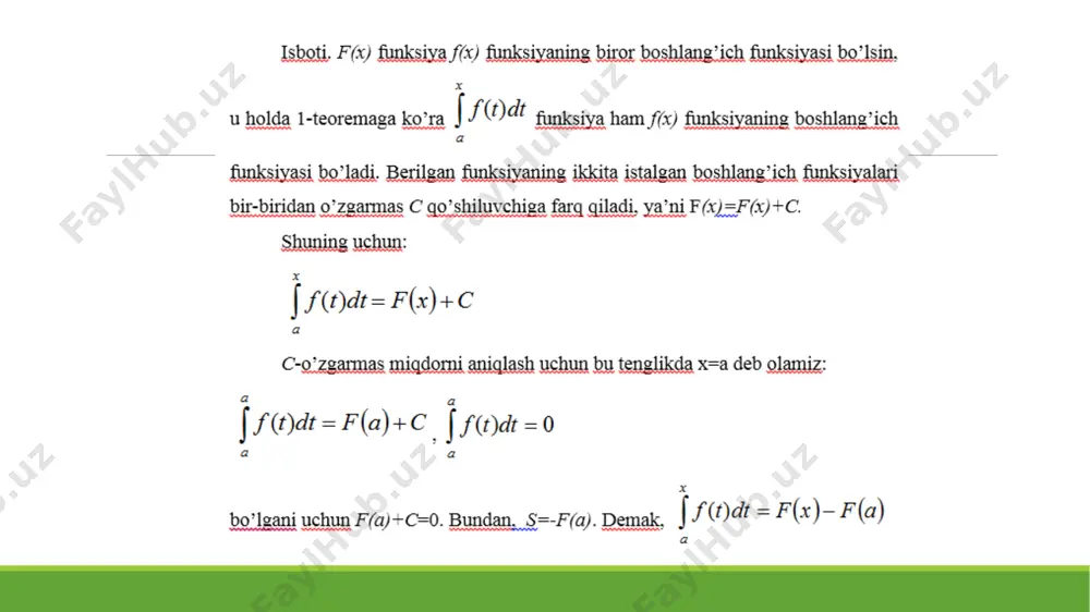 aniq integralda o’zgaruvchini almashtirish va bo’laklab integrallash - Page 5