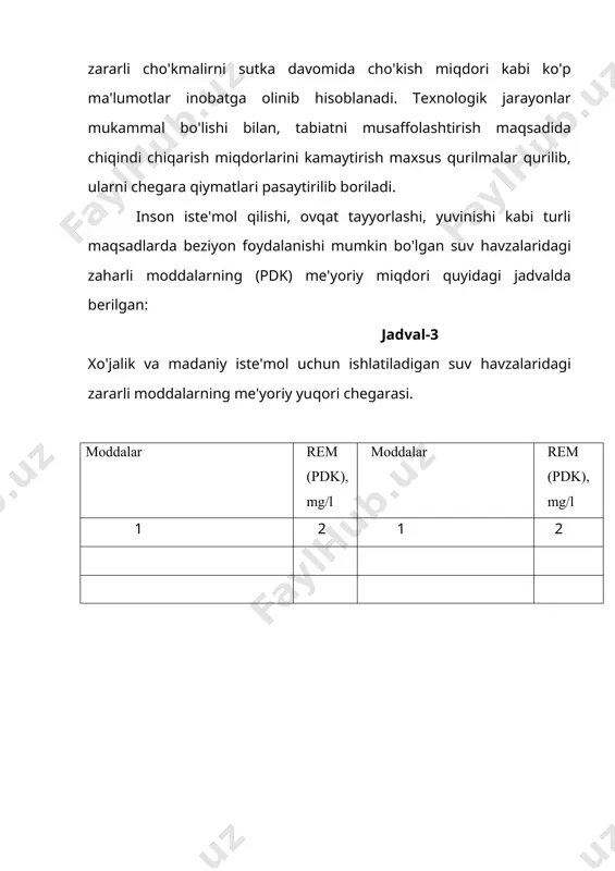 kiyning «biosfera» degan kitobidan quyidagi iboralarni keltirish mumkin: «inson atrof-muhitga o’zining har tomonlama ta‘sir etishi bilan boshqa tirik organizmlardan ancha farq qiladi. bu farq inson hayotining ibtidosida katta edi, vaqt o’tishi bilan ular orasidagi farq yanada kattalashadi». darhaqiqat, inson o’zining hayot faoliyati bilan tabiatga ta‘sir o’tkazmoqda. transport vositalarining kundan-kunga ko’payib borishi, yer bagrini, tog’u-toshlarni ag’dar-to’ntar qiladigan qudratli mexanizmlarning yaratilishi va ulardan keng ko’lamda foydalanilishi saxovatli tabiatga, shu jumladan, atmosfera havosiga salbiy ta‘sir ko’rsatib, uning bokiraligiga raxna soladi. ulkan sanoat korxonalarini, katta-katta binolarni, uy-joylarni isitishda toshko’mirning salmog’i hali ham baland. hozir hayotimizning turli jabhalarida toshko’mir bilan bir qatorda torf, neft maxsulotlari, gaz, atom quvvati ishlatilmoqda. ko’rinib turibdiki, hozir atrof-muhitning, shu jumladan, atmosfera havosining ko’pdan-ko’p sanoat korxonalari, avtotransport vositalari, qolaversa turmushimizning ko’pgina jabhalarida foydalaniladigan kimyoviy moddalar bilan ifloslanishi, so’zsiz, aholi salomatligiga ozor bermasdan qolmaydi. hozir fan-texnika rivojlangan bir davrda atmosfera havosining ifloslanishi tobora kuchayib bormoqda. atmosfera havosini doimiy (statsionar) ravishda ifloslantiruvchilarga sanoat …