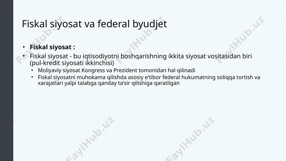 aruv xarajatlari shtat va mahalliy hukumatlar tomonidan xarajatlar 1960-yillarning boshlarida yaimning taxminan 10% dan 1970-yillarning oʻrtalarida 14–16% gacha koʻtarildi. o'shandan beri u taxminan o'sha darajada saqlanib qoldi. yagona eng katta xarajatlar moddasi bu taʼlim, shu jumladan k–12 xarajatlari va davlat kollejlari va universitetlarini qoʻllab-quvvatlash, bu soʻnggi oʻn yilliklarda yaimning 4–5% ni tashkil etdi. manba: (manba: iqtisodiy tahlil byurosi.) davlat xarajatlari. muallif : openstax kolleji. taqdim etilgan : rays universiteti. joylashgan : https://cnx.org/contents/vemoh-_p@4.17:us4e0naf/government-spending . litsenziya : cc by: attribution . litsenziya shartlari : http://cnx.org/contents/bc498e1f-efe9-43a0-8dea-d3569ad09a82@4.44 manzilidan bepul yuklab oling 5 soliq solish to'lov qobiliyati printsipi : ko'proq daromad yoki boylikka ega bo'lgan fuqarolar yuqori soliq stavkasini to'lash orqali ijtimoiy dasturlar xarajatlarini ko'proq o'z zimmalariga olishlari kerakligi haqidagi me'yoriy dalil, chunki ular ko'proq to'lov qobiliyatiga ega. foyda printsipi : soliq to'lovchilar olgan foydasiga mutanosib ravishda to'lashlari kerak bo'lgan me'yoriy dalil korporativ daromad solig'i : korporativ foydadan olinadigan soliq mulk va sovg'a solig'i : …