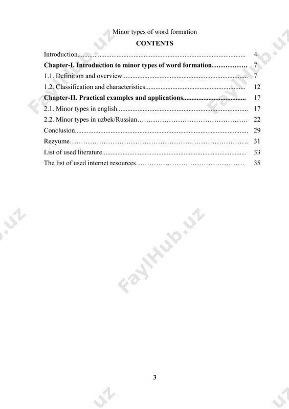 chment of vocabulary in both english and uzbek/russian languages. additionally, the paper seeks to examine their usage, characteristics, and impact on modern linguistic practices, highlighting their significance in adapting language to contemporary needs. the tasks of the paper · to define and classify minor types of word formation (e.g., blending, clipping, backformation) and understand their characteristics. · to analyze the practical applications of minor word formation types in both english and uzbek/russian languages. · to compare the usage and frequency of minor word formation processes across different languages. · to explore the impact of minor types of word formation on the evolution of vocabulary and language adaptability in modern communication. · to provide examples and case studies that illustrate the use of these word formation types in both spoken and written forms. the object of this paper is the minor types of word formation processes in language, specifically focusing on …