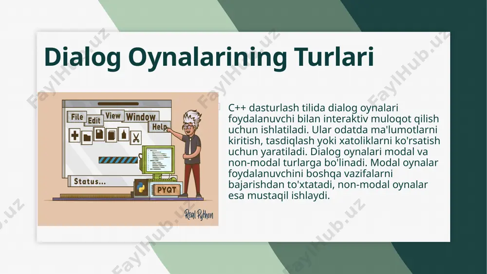 ishning afzalliklari panel komponentlari, dasturiy ta'minotning turli qismlarini birlashtirishda ham muhimdir. ular orqali foydalanuvchilar o'zaro aloqalarni osonroq boshqarishlari mumkin. ushbu komponentlar yordamida dasturchilar interfeysni yanada intuitiv va estetik qila olishadi. panelning ko'rinishi va funksionalligi, foydalanuvchilarning tajribasini yaxshilaydi. panel komponentlari, foydalanuvchi interfeysini tartibga solishda juda foydalidir. ular ko'p sonli elementlarni bir joyda to'plab, interfeysni yanada tartibli qiladi. menyu tizimlarini yaratish jarayoni c++ tilida menyu tizimlarini yaratish jarayoni dasturchilar uchun muhimdir. menyu tizimlari foydalanuvchilarga dasturda navigatsiya qilish imkonini beradi. ular turli xil variantlar va funksiyalarni taqdim etadi. menyu tizimlarini tuzish uchun c++ da ko'plab komponentlar va kutubxonalar mavjud. bu komponentlar foydalanuvchi interfeysini yanada intuitiv va samarali qilishga yordam beradi. menyu tizimlarini boshqarish usullari menyu tizimlarini boshqarish uchun bir qator usullar mavjud. dasturchilar foydalanuvchi tajribasini yaxshilash maqsadida menyu elementlarini dinamik ravishda o'zgartirishlari mumkin. bu, masalan, foydalanuvchi tanlovlariga qarab menyu variantlarini ko'rsatish yoki yashirish orqali amalga oshiriladi. menyu tizimlarining ahamiyati c++ da menyu tizimlarini …