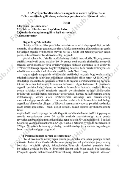 to‘ldiruvchilardagi organik va zararli qo‘shimchalar haqida ma'ruza — DOCX