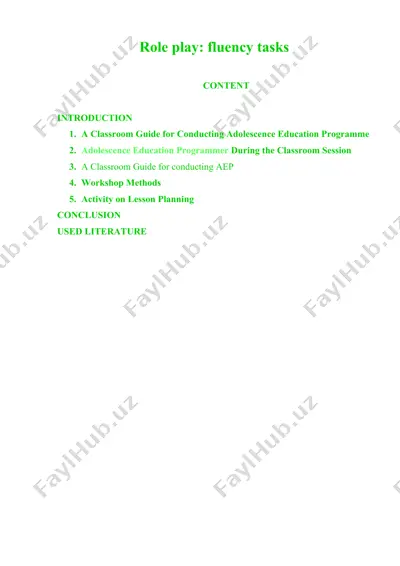 role play - fluency tasks (kurs ishi) — DOCX