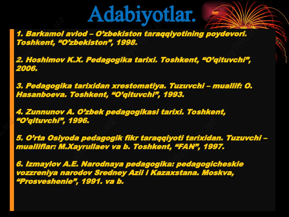 tashkil etish va rivojlantirish tamoyillaridan biri sifatida ko‘rsatilgan. fuqarolik fuqarolik--- o’z davlatiga nisbatan huquq va burchlar bilan bog’langan huquqiy va ahloqiy me’yorlarga ongli rioya etishni mehnat va jamoada faollikni ma’naviy yetuklikni nazarda tutadi. vatanparvarlik vatanparvarlik--- insonning o’z yurti manfaatlarini himoya qilish yo’lidagi fidoiyligi vatanning har qarich tuprog’i har bir giyohini ko’z qorachig’iday asrashi uning uchun zarur bo’lganda jonini ham fido etishdir. xulosa xulosa qilib, prezidentimiz i. a. karimov ning fikrlarini ta’kidlab o’tamiz: “ o’zbekiston fuqarosining vatanparvarligi bu qayta o’zgarishlar yo’lini ko’rsatuvchi ko’zlangan maqsaddan chetga chiqmaydigan yo’lchi yulduz, ishonchli kompasdir”.