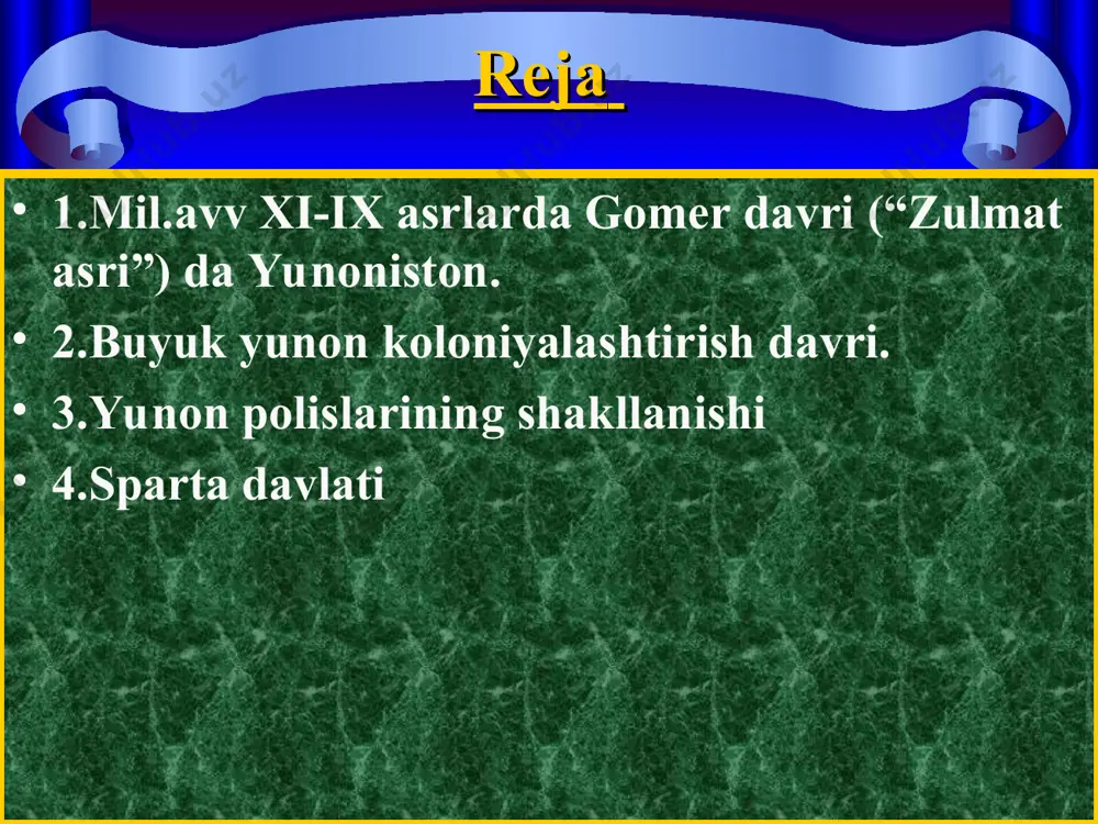 un o’simligi bo’lgan. polis aholisining mashg’ulotlari. ahamiyatiga ko’ra yunonlarning ikkinchi mashg’uloti uzumchilik bo’lgan. uzumlardan sirka va vino tayyorlangan. uzumni siqish jarayoni polis aholisining mashg’ulotlari ko’plab yunonlar usta-hunarmand bo’lganlar. ayniqsa,afina amforalari butun yunonistonda qadrlanganlar. shahar hukmdorlari va sudyalar. oqsoqollar kengashi xalq,boshqaruvda ishtirok etmagan. ko’pchilik hokimyati. polislarda davlat boshqaruv tizimi oddiy xalqning ahvoli. qarzdorlik toshi. лист1 9 архонт ареопаг ареопаг знать аслзодалар демос демос лист2 лист3 9 архонт ареопаг аслзодалар демос