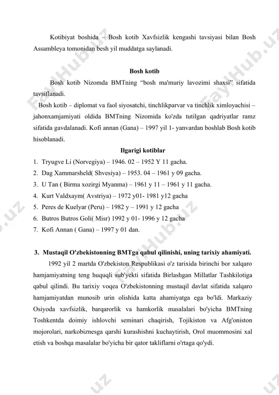 mustaqil o'zbekistonning bmtga qabul qilinishi, uning tarixiy ahamiyati - Page 5