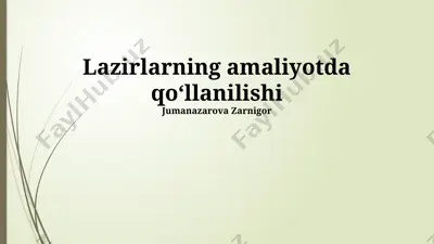 lazerlarning amaliyotda qo‘llanilishi — PPTX