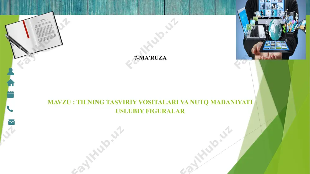 tlariga bog'liq. nutqning ekspressivligi deganda tinglovchining (o'quvchining) diqqatini va qiziqishini saqlab turuvchi uning tuzilishining shunday xususiyatlari tushuniladi. nutq qanday sharoitlarda ifodali bo'ladi. birinchisi, nutq muallifining tafakkuri, ongi va faoliyatining mustaqilligi. ikkinchisi, uning nima haqida gapirayotgani yoki yozayotganiga qiziqishi. uchinchisi - tilning ekspressiv imkoniyatlarini yaxshi bilish. to'rtinchisi, nutq qobiliyatlarini tizimli ongli ravishda o'rgatish. ekspressivlikni oshirishning asosiy manbai lug'at. u bir qator maxsus vositalarni beradi: epitetlar, metaforalar, taqqoslashlar, metonimiyalar, sinekdoxlar, giperbola, litotalar, personifikatsiyalar, parafrazlar, allegoriya, ironiya. sintaksis, nutqning stilistik figuralari deb ataladi: anaphora, antiteza, birlashmaslik, gradatsiya, inversiya (teskari so'z tartibi), ko'plik, oksimoron, parallelizm, ritorik savol, ritorik murojaat, sukunat, ellipsis, epifora trop va uning turlari tilning ekspressivligini kuchaytiruvchi leksik vositalari tilshunoslikda troplar deb ataladi (yunoncha tropos — koʻchma maʼnoda qoʻllaniladigan soʻz yoki ibora). ifodalilik, ekspressivlik va aniqlikni ta’minlash uchun biror narsaning nomini, belgisini ikkinchisiga ko`cherish, o`xshatish yoki so`zlarni shu maqsadda umuman ko`chma ma’noda ishlatish troplardir. ko'pincha yo'llardan badiiy asar mualliflari tabiatni, qahramonlarning tashqi …