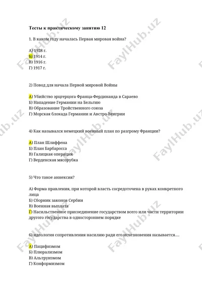 первая мировая война: основные события и последствия — DOCX