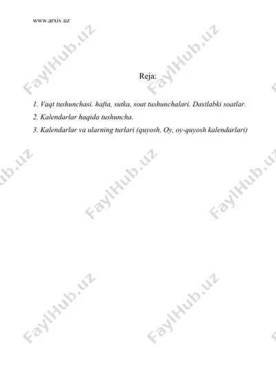 vaqt sanasi birligi. eng qadimgi kalеndarlar — DOC