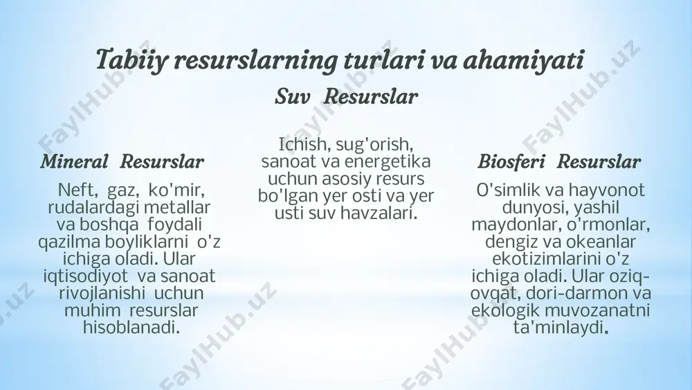 tabiiy resurslar va ular dan oqilona foydalanish - Page 5