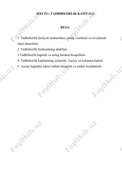 tadbirkorlik kapitali — DOCX