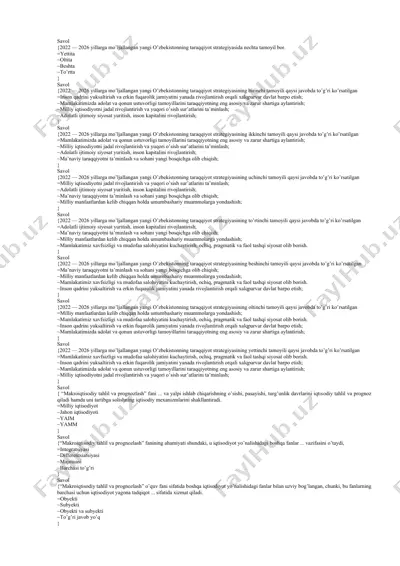 o'zbekistonning taraqqiyot strategiyasi — DOCX