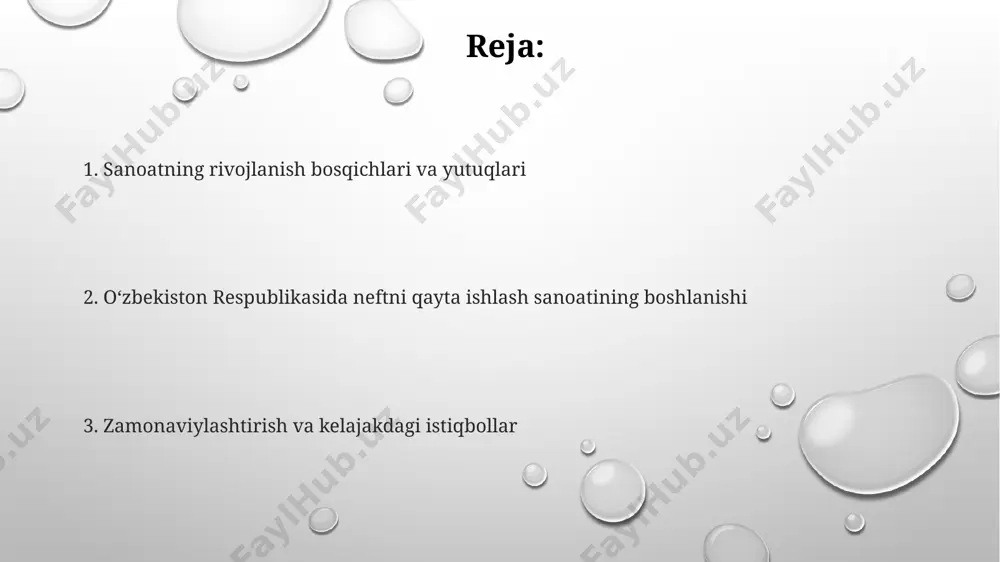 a boʻlib, katalitik kreking va gidrokreking kabi chuqur qayta ishlash texnologiyalaridan foydalanadilar. neftni qayta ishlashda benzol va toluol kabi aromatik uglevodorodlarni ajratib olish uchun 99% dan yuqori tozalikdagi mahsulotlarni olish imkonini beruvchi zamonaviy distillash uskunalaridan foydalaniladi. davlat tomonidan qo'llab-quvvatlash va siyosat neft-kimyo mahsulotlari eksportini rag'batlantirish bo'yicha davlat tomonidan qo'llab-quvvatlash choralari natijasida so'nggi 5 yilda eksport hajmi 2 barobar oshdi. 2025-yilgacha neftni qayta ishlash quvvatlarini 50% ga oshirish maqsadini o'z ichiga olgan milliy dastur qabul qilingan va uning amalga oshirilishi uchun katta miqdordagi byudjet mablag'lari ajratilgan. davlat tomonidan neftni qayta ishlash korxonalariga beriladigan soliq imtiyozlari 2020-yildan buyon 15% ga yetdi, bu sohaning rivojlanishiga sezilarli hissa qo'shdi. sanoatning xalqaro hamkorligi va investitsiyalar mahalliy mutaxassislarni tayyorlash va ularning malakasini oshirishga yo‘naltirilgan xalqaro hamkorlik dasturlari doirasida 200 dan ortiq muhandis va texnolog o‘qitish rejalashtirilgan. neftni qayta ishlash zavodlarini modernizatsiya qilish bo‘yicha xorijiy kompaniyalar bilan 5 milliard dollardan ortiq miqdordagi investitsiya shartnomalari imzolandi, bu esa …