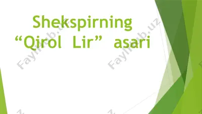 shekspirning "qirol lir" asari — PPTX