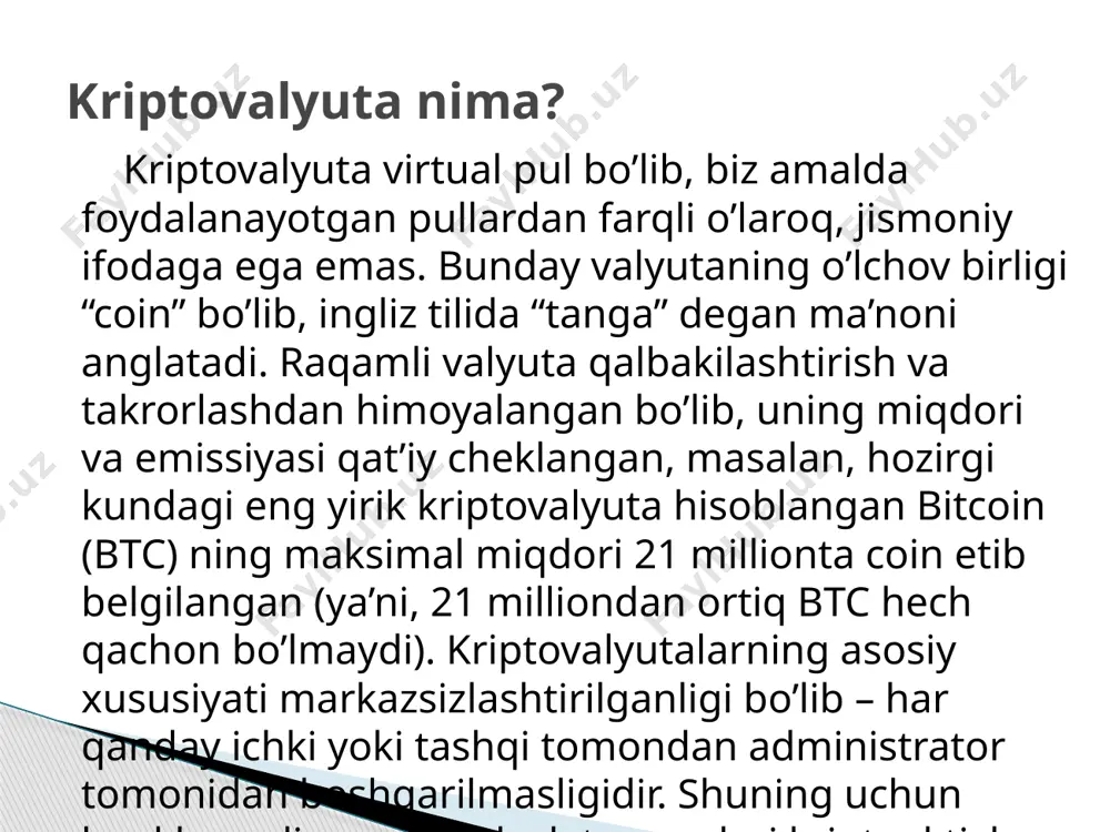 im etadilar. kriptovalyutani qanday qilib olish mumkin 2018 yildan beri btc ni mayning qilishning ushbu usuli oddiy foydalanuvchilar uchun samarasiz bo’lib, yanada moslashuvchan va foydali bo’lgan bulutli mayning xizmatining rivojlanishiga sabab bo’ldi. bulutli mayning qilish. uzoq muddatda bitkoinlarni olishning eng samarali usuli. bu bir yilga shartnoma shaklida bulutli mayning xizmati quvvatini ijaraga olishdir. ushbu kuch tomonidan chiqarilgan barcha kripto valyutasi sizning hisobingizga o’tadi. daromad tarmoq murakkabligi kursi va o’sishiga bog’liq. shuni yodda tutish kerakki, bulutli mayning xizmatlari orasida firibgarlik va piramida saytlari juda ko’p bo’lib, faqat vaqt sinovidan o’tgan platformalarga ishonish mumkin, bozorda ularning soni unchalik ko’p emas. kodning ochiqligi. ushbu xususiyat tufayli har kim virtual coinlarni mayning qilishi mumkin. jarayonning murakkabligiga qaramay, ko’p odamlar hali ham shu tarzda yashashadi. anonimlik. tranzaksiyalari osonlik bilan kuzatilishi mumkin bo’lgan klassik elektron pullardan farqli o’laroq, kriptovalyuta hamyonining egasi haqida ma’lumot olish ilojsiz. faqat hamyon raqami va hisobdagi miqdor bo’yicha cheklangan ma’lumotlar mavjud. markazlashtirilmaganlik. …