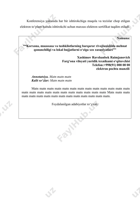 000 00 00 elektron pochta manzili annotatsiya. matn matn matn kalit so‘zlar: matn matn matn matn matn matn matn matn matn matn matn matn matn matn matn matn matn matn matn matn matn matn matn matn matn matn matn matn matn matn matn matn matn matn matn matn matn matn matn matn matn matn. foydalanilgan adabiyotlar ro‘yxati: