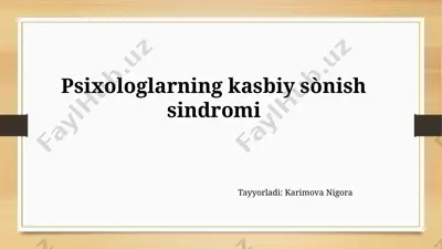 psixologlarning kasbiy sònish sindromi — PPTX