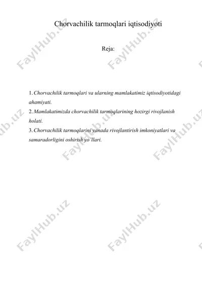 chorvachilik tarmoqlari iqtisodiyoti — DOCX