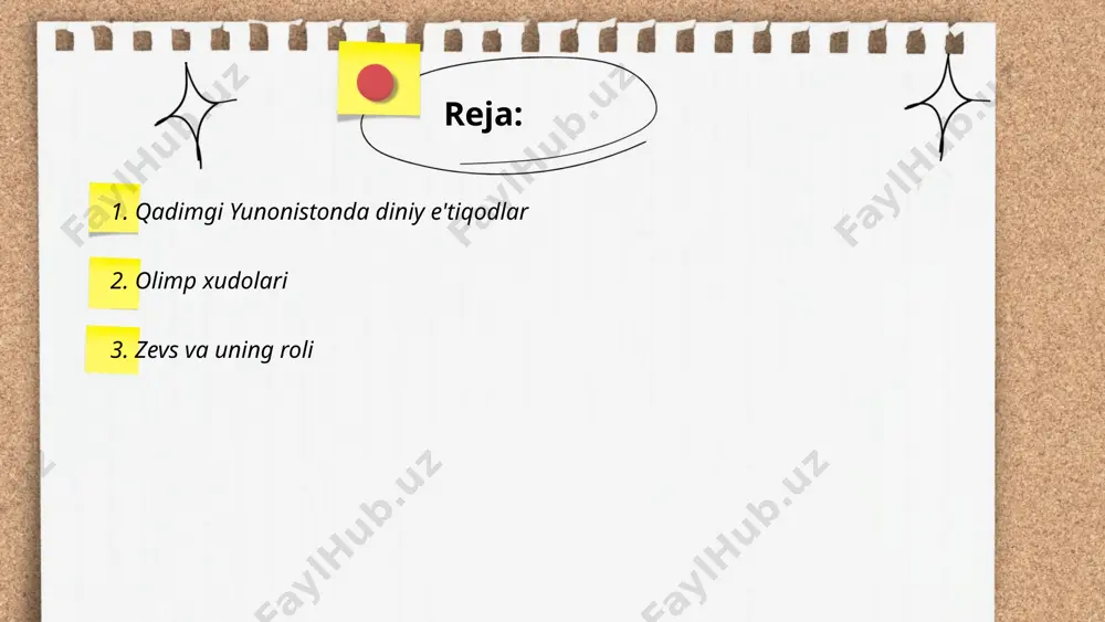 sning xotini hera edi, lekin uning afrodita, athena, apollon kabi ko‘plab farzandlari bor edi. u adolat va tartibni saqlash uchun javobgar bo‘lib, yunonlarning diniy marosimlarida muhim o‘rin egallagan. zevs qahramonlar va xudolar orasida katta hurmatga sazovor bo‘lgan. ... t.me/slaydai_bot 4. afrodita va sevgining xudosi afrodita yunon mifologiyasida go‘zallik va sevgining ma'budasi hisoblanadi. u okean bog‘idan cho‘qqilangan ko‘pikdan tug‘ilgan, deb ishoniladi. rim mifologiyasida venusiya nomi bilan tanilgan. afrodita olimpiya xudolari orasida o‘zining go‘zalligi bilan ajralib turadi va ko‘plab afsonalarda markaziy rol o‘ynaydi. uning erining nomi kovid hephaestus edi, ammo afrodita ko‘pincha ares bilan bog‘liq bo‘lgan. uning ramzlari orasida qizil atirgul, qaldirg‘och va marvarid mavjuddir. afrodita shuningdek olimpiya o‘yinlarida ilhom manbai sifatida e'zozlangan va uning ta'siri san'atda, she'riyatda keng tarqalgan. ... t.me/slaydai_bot apollon qadimgi yunon san'ati va madaniyatida eng muhim xudolardan biridir. u quyosh, musiqiy san'atga homiylik, she'riyat va tabiat xudosi sifatida tanilgan. apollon delfidagi ma'badi bilan mashhur bo'lib, bu joy qadimgi …
