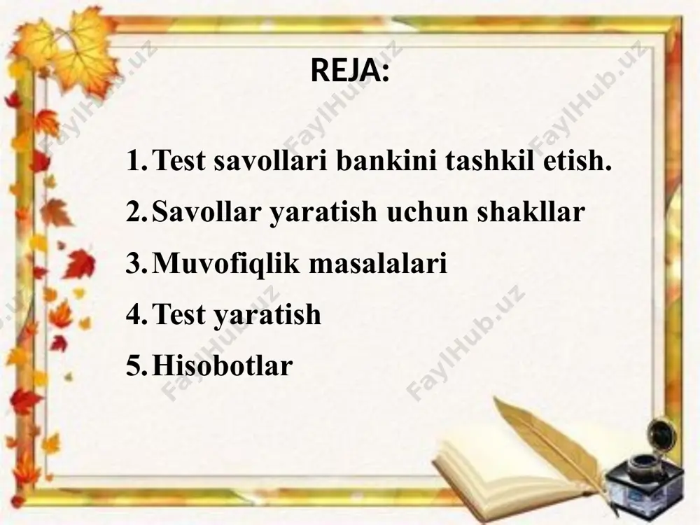 moodle test topshiriqlari tayyorlash uchun vaular - Page 2