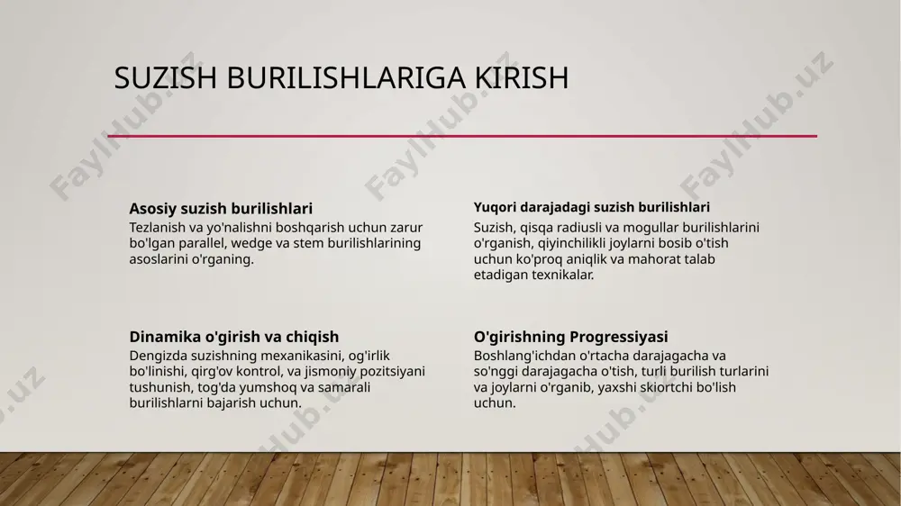 , fouettélar va châinéslar mavjud, har biri bajarish uchun ma'lum texnikalar va koordinatsiya talab qiladi. suzish texnikasini yaxshilash uchun tavsiyalar suzish texnikasini yaxshilash uchun, nazorat qilishni mashq qilish, qo'llab-quvvatlashgan oyoqni kuchaytirish va qo'llar va vujud harakatlarining koordinatsiyasini o'rganish juda muhim paralel burilishlarni o'rganish 1 2 3 mehanika tushunish farqli yer sharoitlarida mashqlar qilish qo'zg'alanish texnikasidan foydalanish suzishda parallel burilishlarni o'rganish, og'irlik bo'lishi, qirg'inchilikni boshqarish va jismlarini joylashtirishni tushunishni talab qiladi, shuningdek, bir burilishdan keyingi burilishga yumshoq to'g'ri parallel burilishlarni boshqarish uchun, yo'laklar, mogullar va tozda kabi turli turdagi qorong'ularda mashq qilish juda muhimdir. effektiv qiyichga suzish, paralel burilishlarni o'rganishda muhimdir, har bir burilishni boshlash va tugatishda barqarorlik va ritmni ta'minlash. suzishni o'rganish suzishda startdan chiqish va burilishlarni o'rgatishning asoslarini tushunish carving turns involves shifting weight and edging the skis to create smooth, arced turns down the slope. uzbek to'g'ri vaziyat va texnikani amaliy ravishda o'rganish o'rganish suzishlarni suzish uchun to'g'ri …