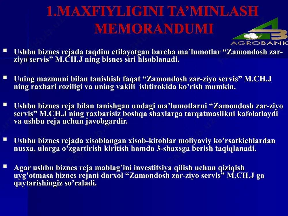 000 biznes uchun kerakli kapital davomi 8 ebaksitniy smala 50 kg 3 000 000 x 3 000 000 9 badiiy bo’yoq (yog’li bo’yoq) 2 400 000 kansmir do’koni x 2 400 000 10 alif (lak) 840 000 x 840 000 11 gips 2400 kg 1 000 000 nam. jaxon bozori x 1 000 000 12 suyultirilgan shisha 720 000 x 720 000 13 mar-mar qoldiqlari (maydasi) 360 000 nam. mar-marga ishlov berish firma. 360 000 14 oxak 50 000 nam. jaxon bozori 50 000 15 shisha chiqindisi 60 000 aholidan 60 000 jami : 25 930 000 6 970 000 18 960 000 biznesning maqsadi faoliyatdan foyda olish ko’zlangan bo’lib,namangan viloyatida va respublikamizdagi boshqa viloyatlarda faoliyat olib borayotgan estalik sovg’alar( suvinir) do’konlar rastasidagi chet el suvinerlari o’rnini o’z maxsulotimiz bilan yani o’zimizda ishlab chiqarilgan suvinir maxsulotlari bilan ta’minlash va impor darajasini kamaytirish. olinayotgan foyda hisobiga va firmaga yangi invistitsiya kirgizib …