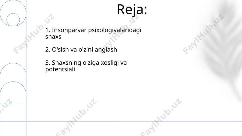 rogersning mijoz markazli terapiyasi empatiya, odamlararo munosabatlarda muhim ahamiyatga ega bo'lib, 2023 yilgi tadqiqotlar shuni ko'rsatdiki, o'zbekiston aholisining 70% dan ortig'i yuqori darajadagi empatiyaga ega. hamdardlik, insonning boshqasining his-tuyg'ularini tushunishi va ularga qo'shilishi bilan bog'liq bo'lib, psixologik salomatlikni yaxshilashda muhim rol o'ynaydi, masalan, 50 ta turli tadqiqotlar buni tasdiqlaydi. empatiya va hamdardlik, aqshdagi bir qator klinik tadqiqotlarda isbotlanganidek, individual psixoterapiya jarayonida 3 dan ortiq muvaffaqiyatli natijalarga olib keladi. 4. empatiya va hamdardlik insonparvar psixologlar, maslou va rodjers kabi 20-asrning taniqli shaxslari, shaxsning ijobiy rivojlanishi uchun 3 asosiy ehtiyoj – fiziologik, xavfsizlik va muhabbat ehtiyojlarini ajratadilar. insonparvar psixologiyada, klient-markazli terapiya kabi 70 dan ortiq turdagi psixoterapiya usullari ishlab chiqilgan bo'lib, ular insonning ichki dunyosini o'rganishga va muammolarni hal qilishga qaratilgan. insonparvar psixologiyaning asosiy g'oyalaridan biri, 1950-yillarda aqshda paydo bo'lib, insonning o'ziga xosligini, erkinligini va o'z-o'zini amalga oshirishga intilishini ta'kidlaydi. 5. insonparvar psixologiyaning asosiy g'oyalari korporativ muhitda insonparvar psixologiya 1500 dan ko'p …