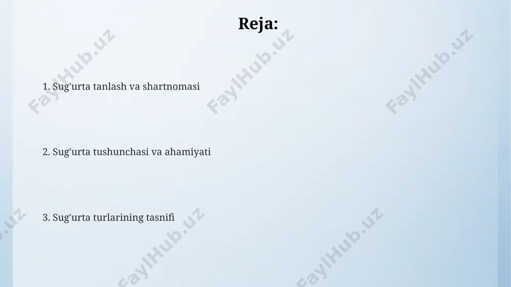 hini o'z ichiga oladi. ba'zi sug'urta kompaniyalari javobgarlik sug'urtasini yillik yoki oylik to'lov rejalarida taklif qiladi, bu esa mijozlarga moslashuvchanlikni ta'minlaydi. javobgarlik sug'urtasi, 300.000 so'mdan 5.000.000 so'mgacha bo'lgan miqdorda sug'urta tovon puli bilan ta'minlaydi, bu hodisaga qarab o'zgarib turadi. avtomobil sug'urtasi majburiy avtomobil sug'urtasi (mtpl) polisining minimal qoplamasi 10 million so'mni tashkil etadi va bu miqdor yo'l-transport hodisasi oqibatida yetkazilgan zararni qoplash uchun yetarli emas bo'lishi mumkin. kasko sug'urtasi avtomobilning o'g'irlanishi, yong'in, tabiiy ofatlar va boshqa xavflarga qarshi himoya qiladi, lekin sug'urta to'lovining miqdori sug'urta shartnomasidagi franchayza va boshqa shartlarga bog'liq. avtomobil sug'urtasi bozorida 2023 yilda 150 mingdan ortiq sug'urta shartnomalari tuzilgan bo'lib, bu o'tgan yilga nisbatan 10% ga o'sishni ko'rsatadi. hayot sug'urtasi hayot sug'urtasi shartnomalari bo'yicha to'lanadigan sug'urta tovon puli miqdori, sug'urta shartnomasida ko'rsatilgan miqdor yoki sug'urta qilingan shaxsning o'limi sababli kelib chiqqan moddiy zararlarni qoplash miqdorini o'z ichiga olishi mumkin. o'rtacha 30 yoshli shaxs uchun 1 million so'mlik …