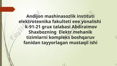 elektr yuritmalarning mexanik qismlarini elementlarini tahlili — PPTX