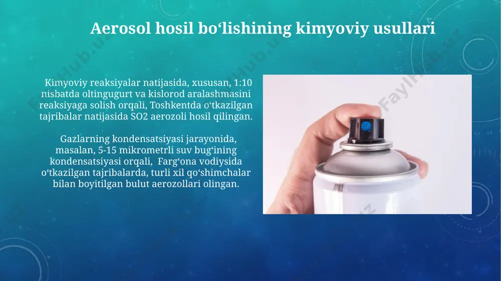 aerozollarning hosil bo‘lishi va olinish usullari - Page 5