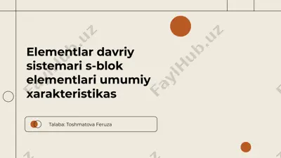 s-blok elementlarining umumiy xususiyatlari — PPTX
